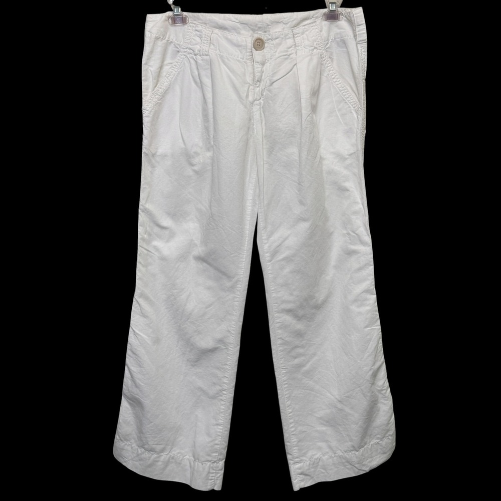 James Perse Womens Pants 28 White‎ Linen Blend Wide Leg Crop Coastal Minimalist